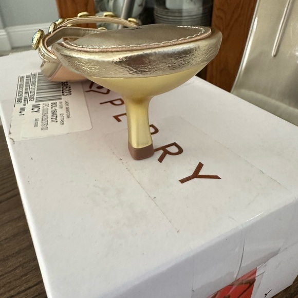 Katy Perry Collections Gold Heels with Blue Gems - Picture 6 of 7